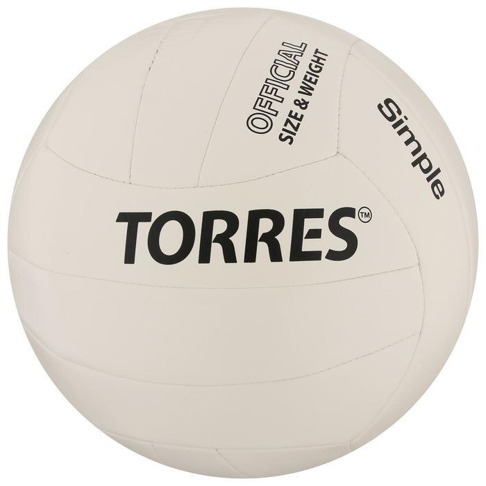Мяч волейбольный Simple, размер 5, синтетическая кожа (ТПУ), машинная сшивка, бутиловая камера, бело-че #1