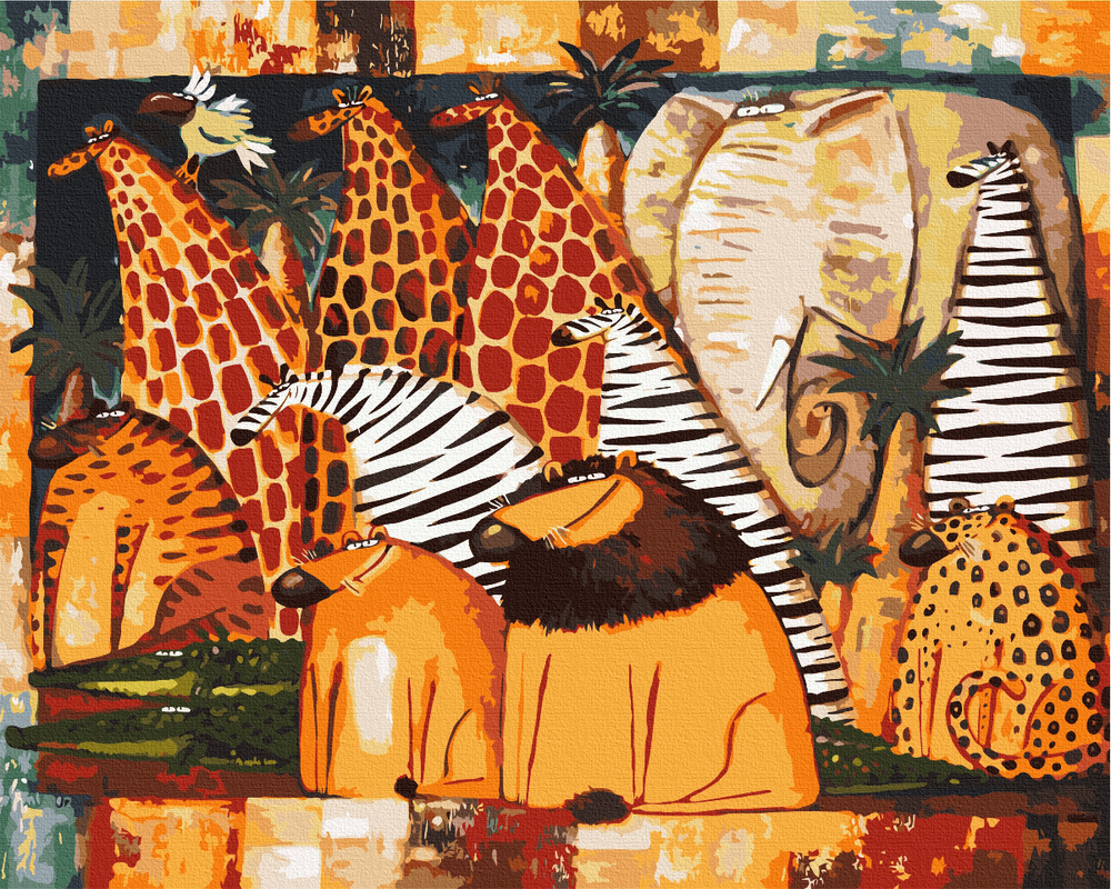 Картина по номерам на холсте с подрамником 40х50 см. Живопись, Художники, Арт. "Колоритная Африка, картина #1