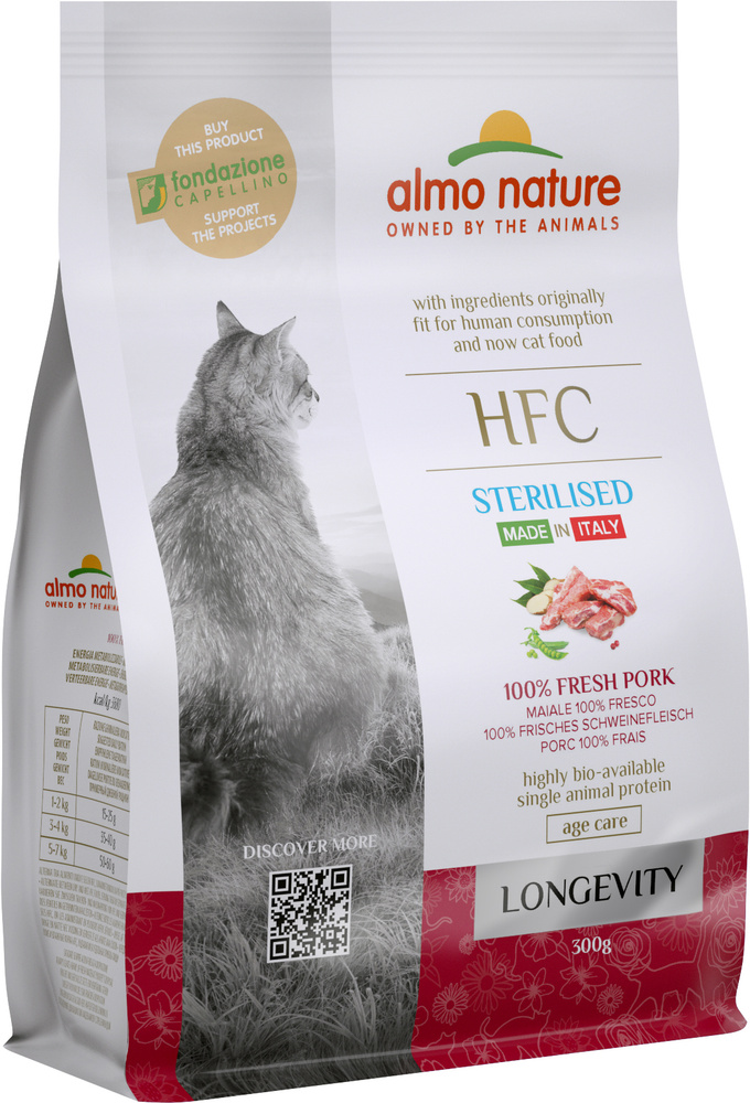 Корм Almo Nature HFC Longevity Sterilised Fresh Pork для стерилизованных кошек старше 7 лет, со свининой, #1