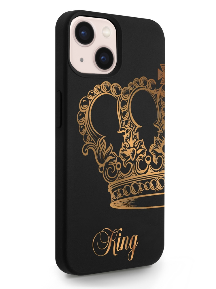 Черный силиконовый чехол для iPhone 13 Парный чехол корона King для Айфон 13  #1