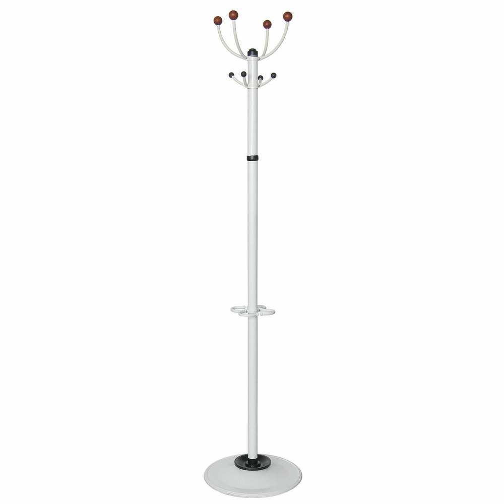 Вешалка-стойка "Квартет-З", 1,79 м, основание 40 см, 4 крючка + место для зонтов, металл, белая  #1
