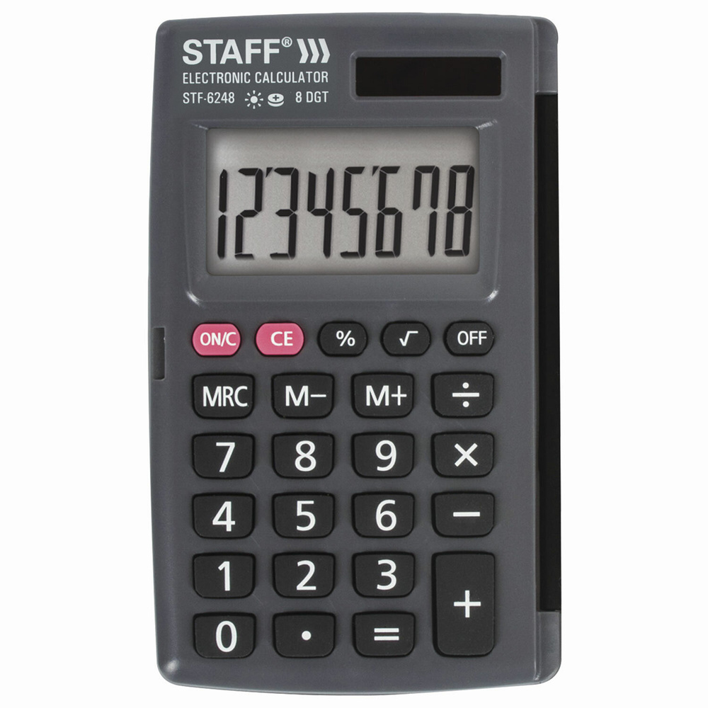Калькулятор Staff карманный, 8 разрядов, двойное питание, 104х63 мм (STF-6248)  #1