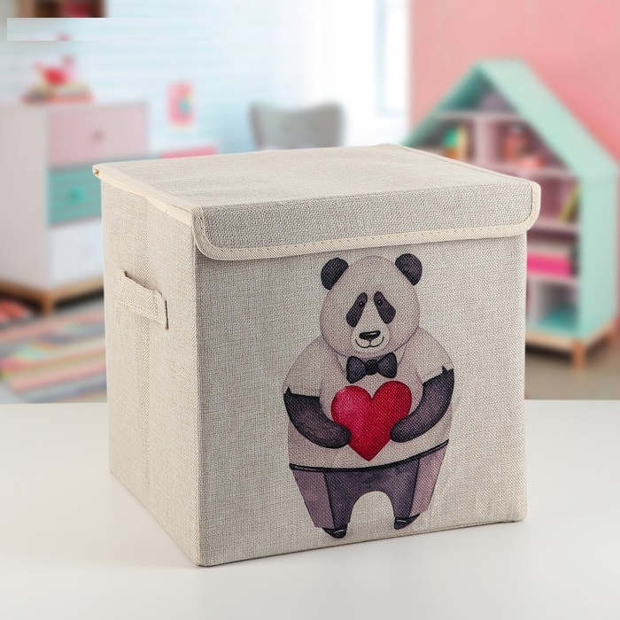 Короб для хранения с крышкой "Влюблённая панда", 30х30х28,5 см  #1