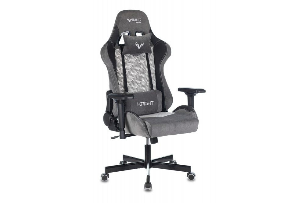 Кресло игровое Zombie VIKING 7 KNIGHT серый Loft ромбик, ткань, экокожа / Компьютерное геймерское кресло, #1