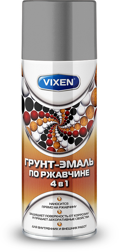 Грунт-эмаль аэрозольная по ржавчине VIXEN 4 в 1, серый (RAL 7040) 520 мл  #1