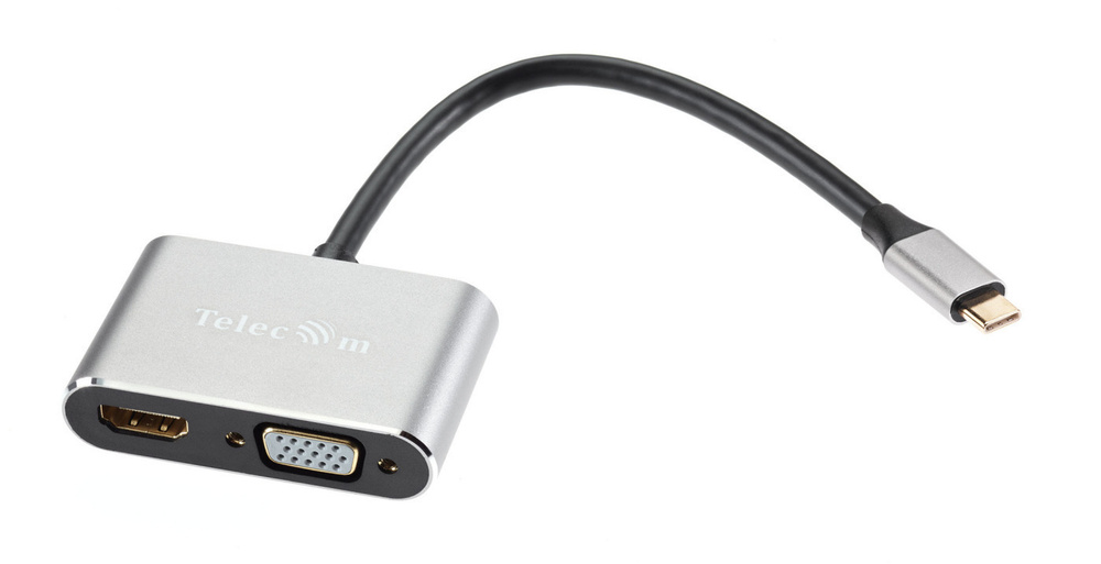 Переходник TYPE C HDMI 1.4 VGA USB 3.0 A PD питание TELECOM адаптер концентратор алюминиевый корпус (TUC055) #1