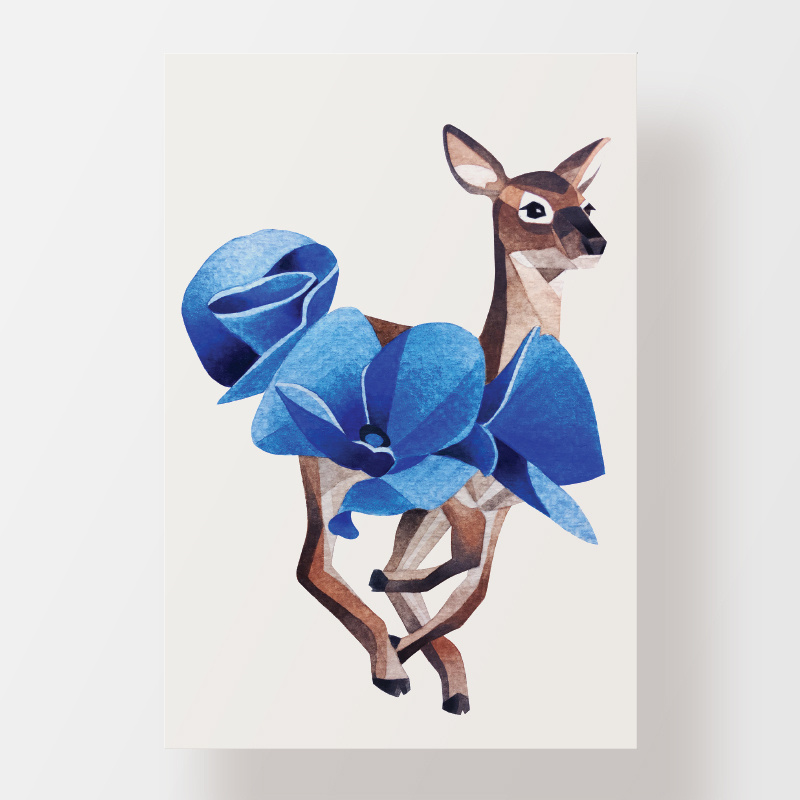 Unicorns Out Переводная Татуировка олень с цветами "Flower deer" #1