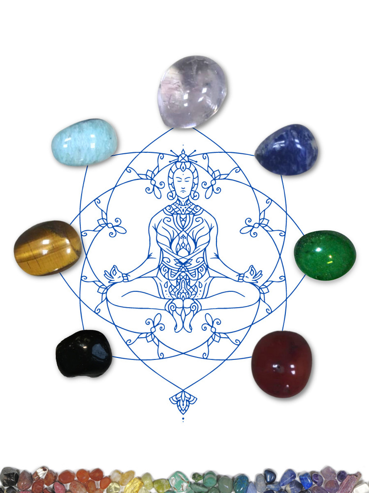 Камень натуральный набор Чакровые камни для медитации и стабилизации 7 шт  #1