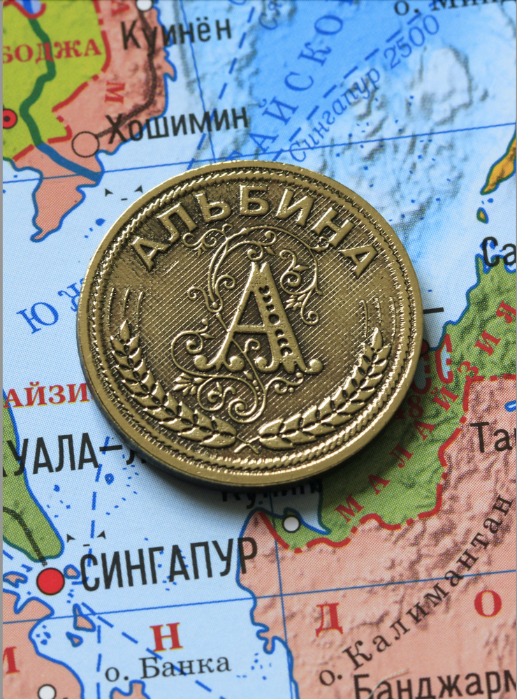 Именная сувенирная монетка в подарок на богатство и удачу для подруги, бабушки и внучки - Альбина  #1