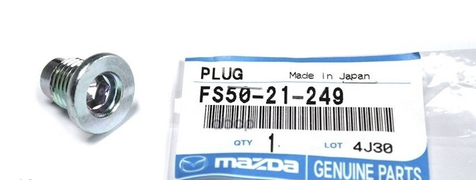 Пробка сливная масляного поддона ОРИГИНАЛ Mazda FS5021249 MAZDA 2, 3, 5, 6, CX-3, CX-5, CX-7.  #1