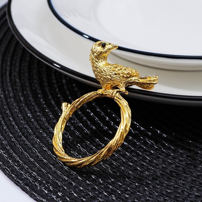 Кольцо для салфетки Nature Птица, 6 4,5 1,5 см, цвет золотой #1