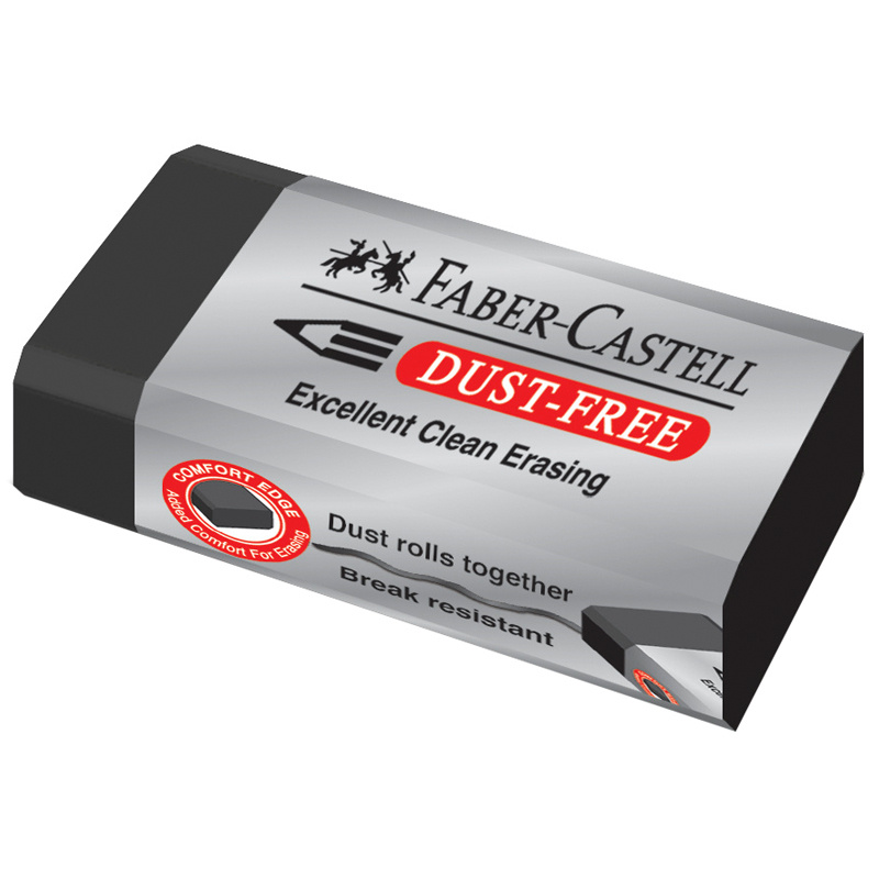 Ластик Faber-Castell "Dust-Free", прямоугольный, картонный футляр, 45*22*13мм, черный  #1