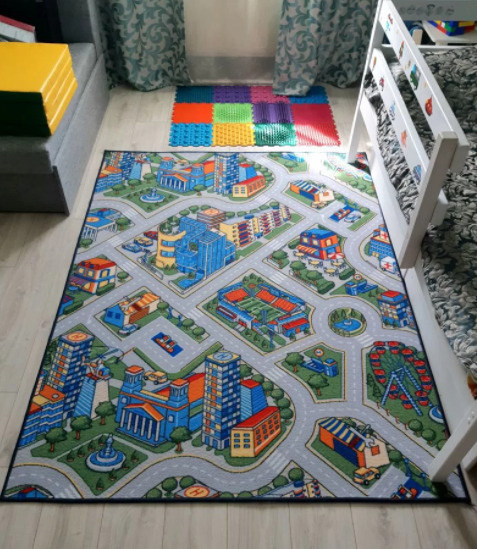 Коврик для детской Витебские ковры Carpet World "Мегаполис" , серый , разноцветный , микрофибра , гипоаллергенный #1