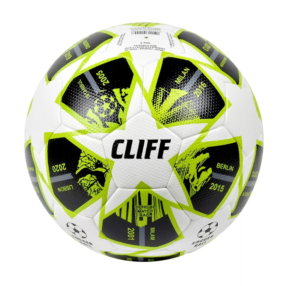 Мяч футбольный CLIFF FN CITY 3232, 5 размер, PU Hibrid, бело-зелено-черный/ Пакистан  #1