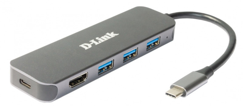 Док-станция концентратор HUB 5 портов Type-C USB 3.0 HDMI D-Link DUB-2333/A1A серый, разветвитель, хаб #1