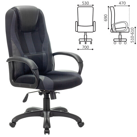 Кресло компьютерное BRABIX PREMIUM "Rapid GM-102", экокожа/ткань, черное/серое, 532105  #1