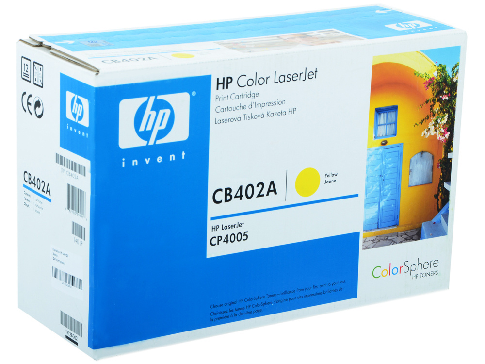 HP CB402A картридж желтый (синий дизайн) #1