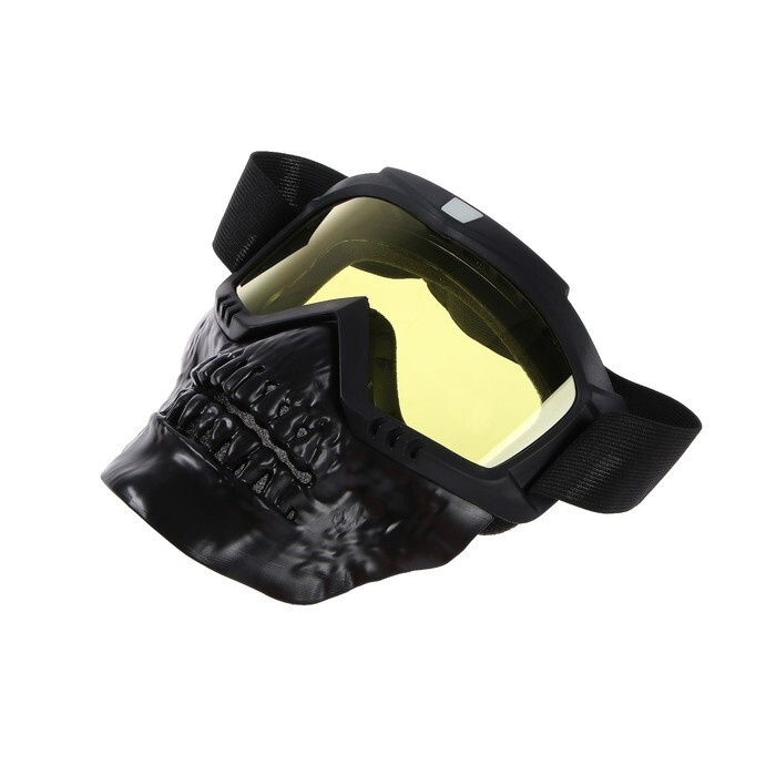 Очки-маска для езды на мототехнике, разборные, визор желтый, цвет черный  #1