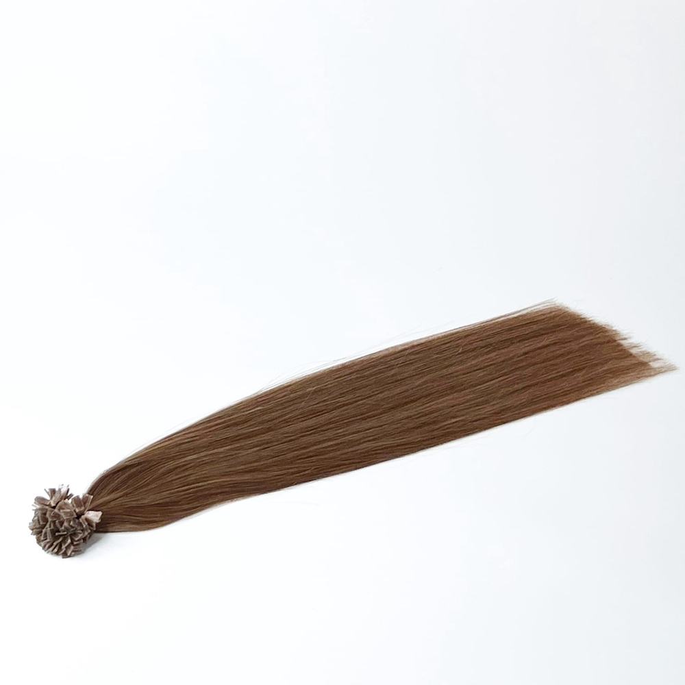 Европейские волосы на капсулах тон 6 светло-каштановый 50 см  #1