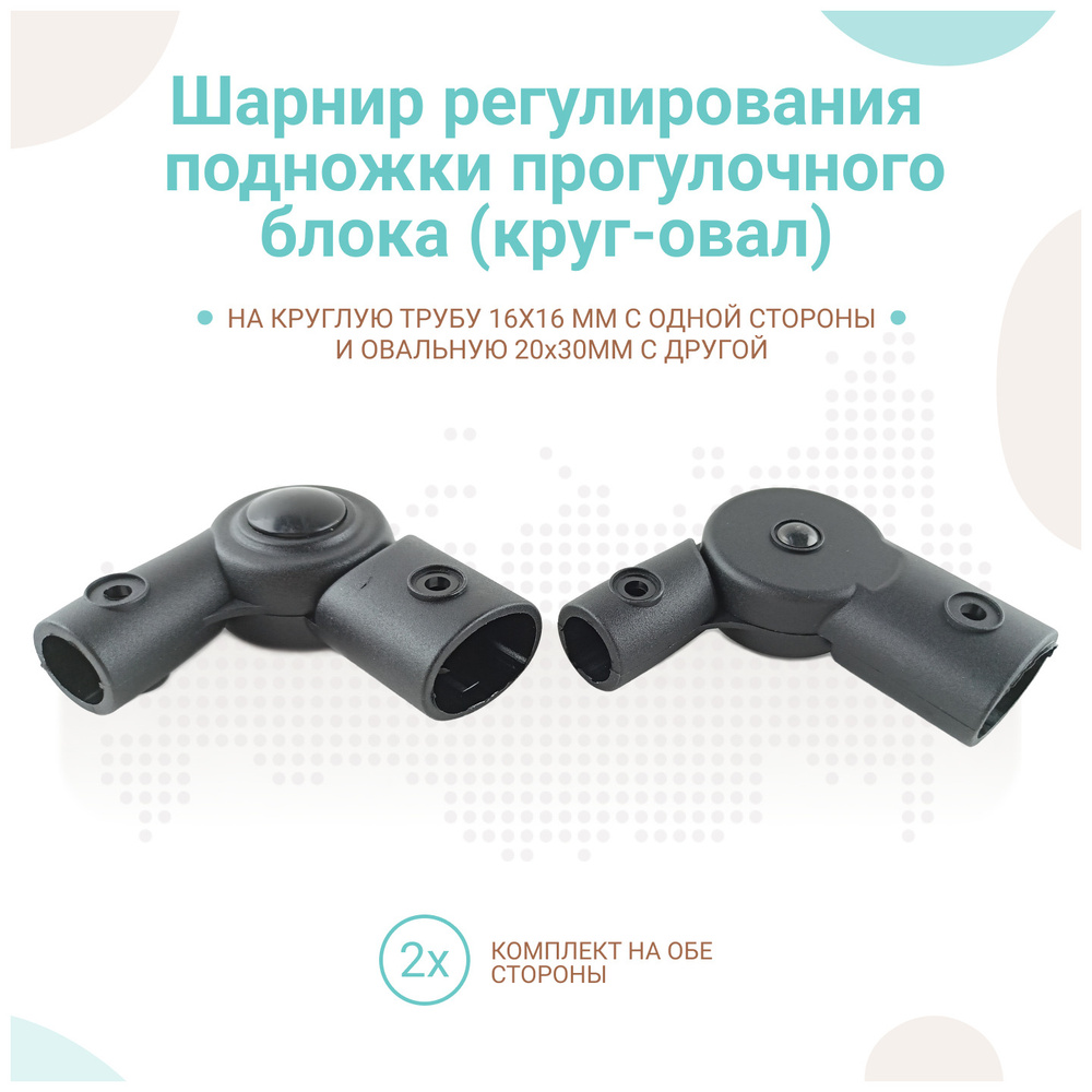 Комплект шарниров регулирования подножки коляски овал 20/30 мм - круг 16мм, 2шт  #1