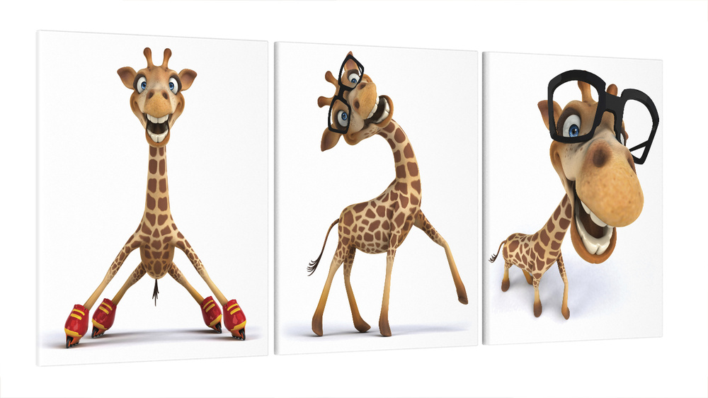 Модульная картина для интерьера на стену "Детские - три жирафа" 70x150 см MK30293_B  #1