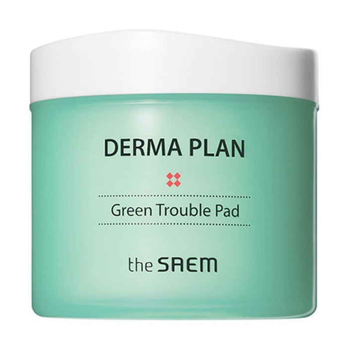 The Saem Пады отшелушивающие для чувствительной кожи лица 70 шт / Пилинг-диски Derma Plan Green Trouble #1
