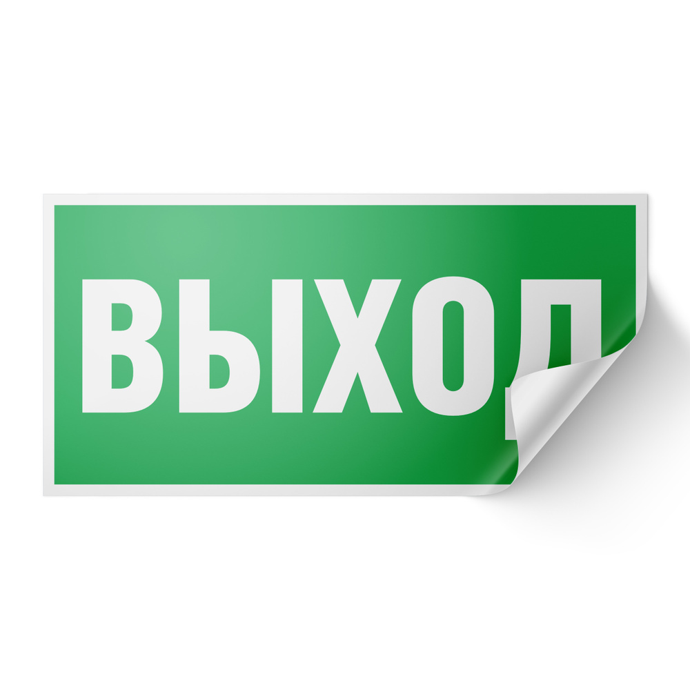 Наклейка Выход, знак E 22 (ГОСТ) для обозначения пути эвакуации, 10х20 см, Айдентика Технолоджи  #1