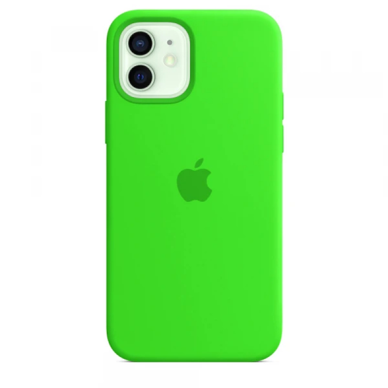 Силиконовый чехол для смартфона Silicone Case на iPhone 12 / Айфон 12 с логотипом, салатовый  #1