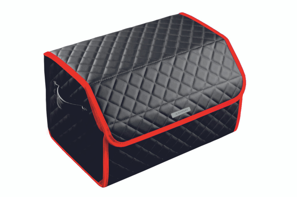 Сумка органайзер в багажник черная с серой нитью ViceCar (красный кант) с логотипом SUBARU  #1