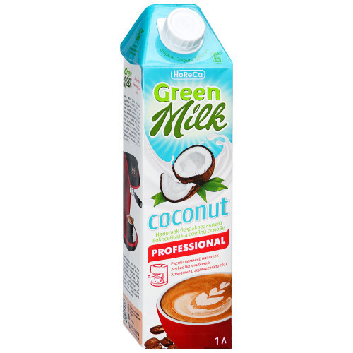 Напиток растительный GREEN MILK Professional кокосовый на соевой основе 1,5% ГОСТ, без змж, 1000 мл - #1