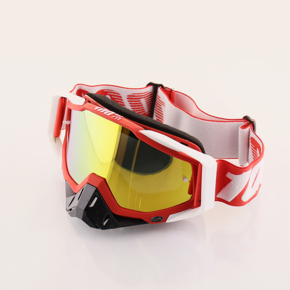 Очки защитные для мотоспорта, горнолыжного спорта, сноубординга, экстремального спорта 100% (красный-белый-черный, #1