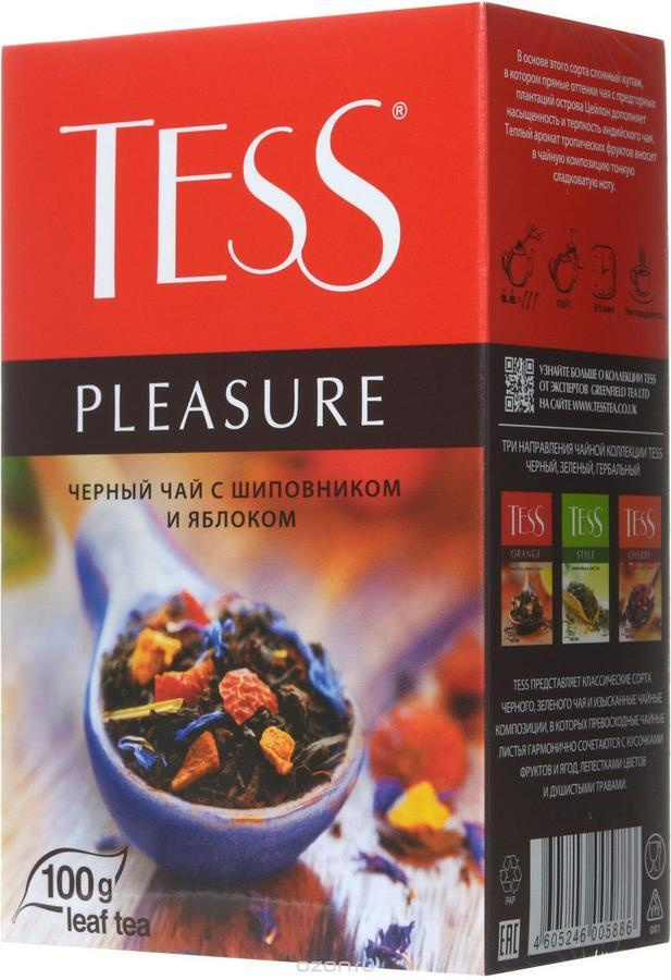 Чай черный TESS Pleasure с добавками листовой, 100г, 6 шт. #1