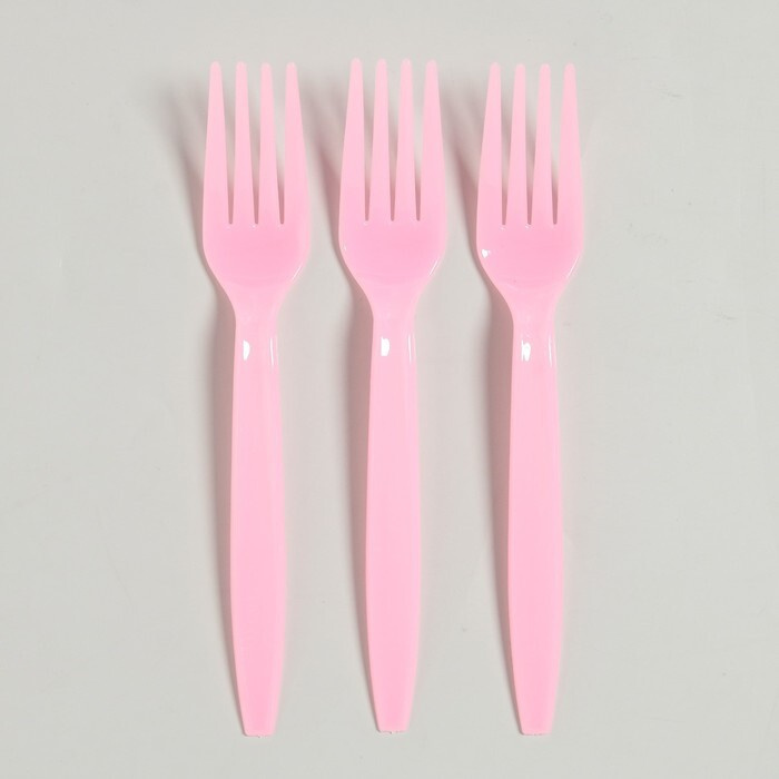 Вилки пластиковые, 6 шт., цвет розовый #1