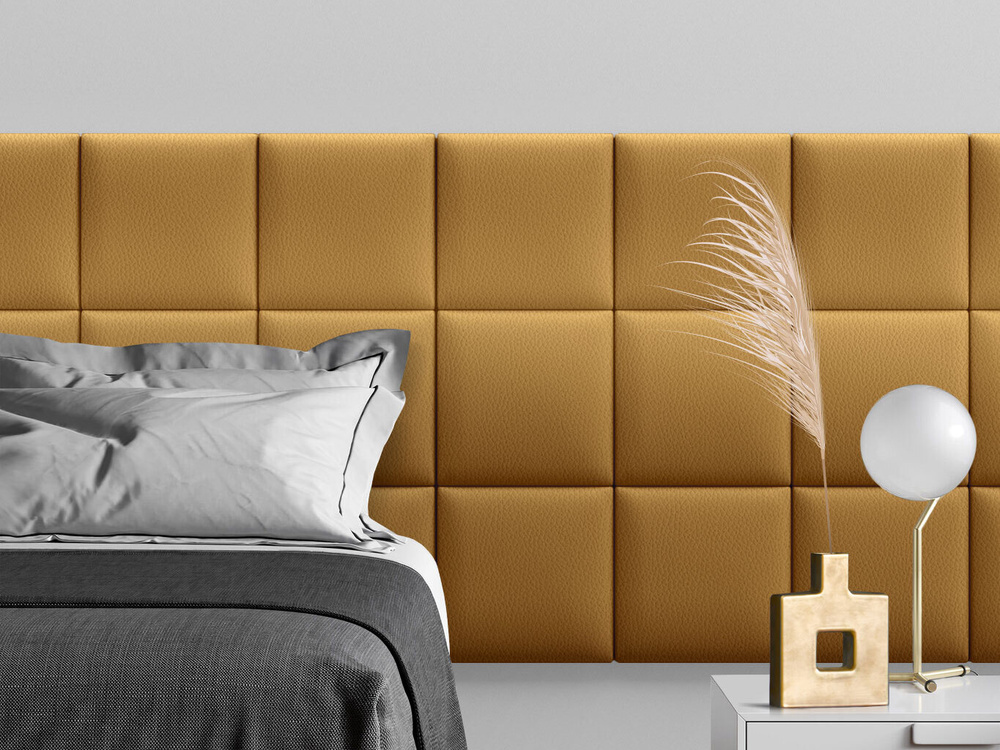 Мягкое изголовье кровати Eco Leather Gold 30х30 см 4 шт. #1