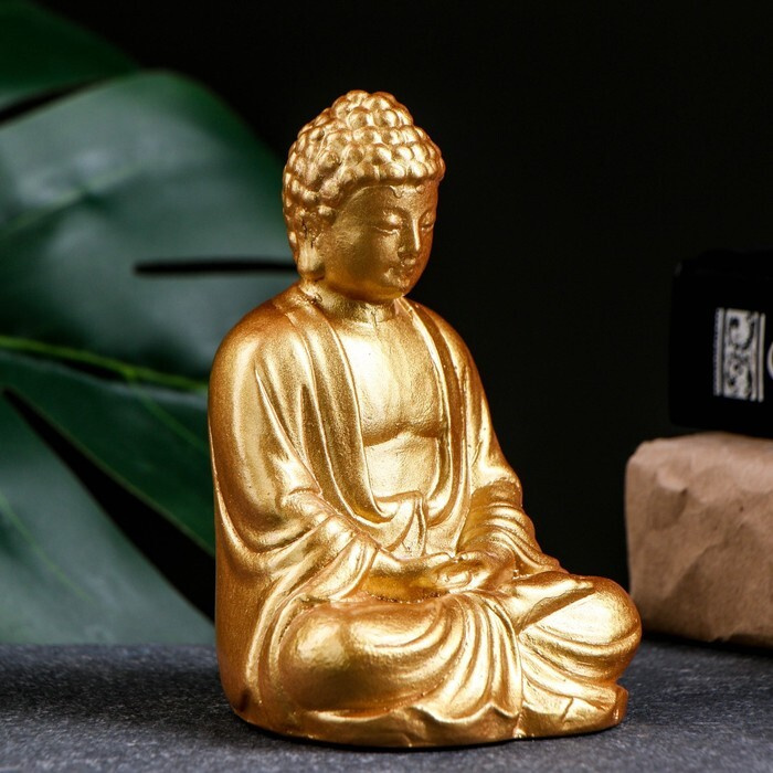 Подставка для благовоний "Будда сидит" золото, 12см #1