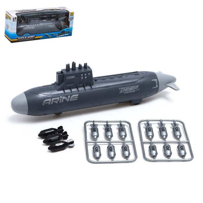 Игровой набор "Подводная лодка", стреляет ракетами, подвижные элементы, цвет темно-серый  #1