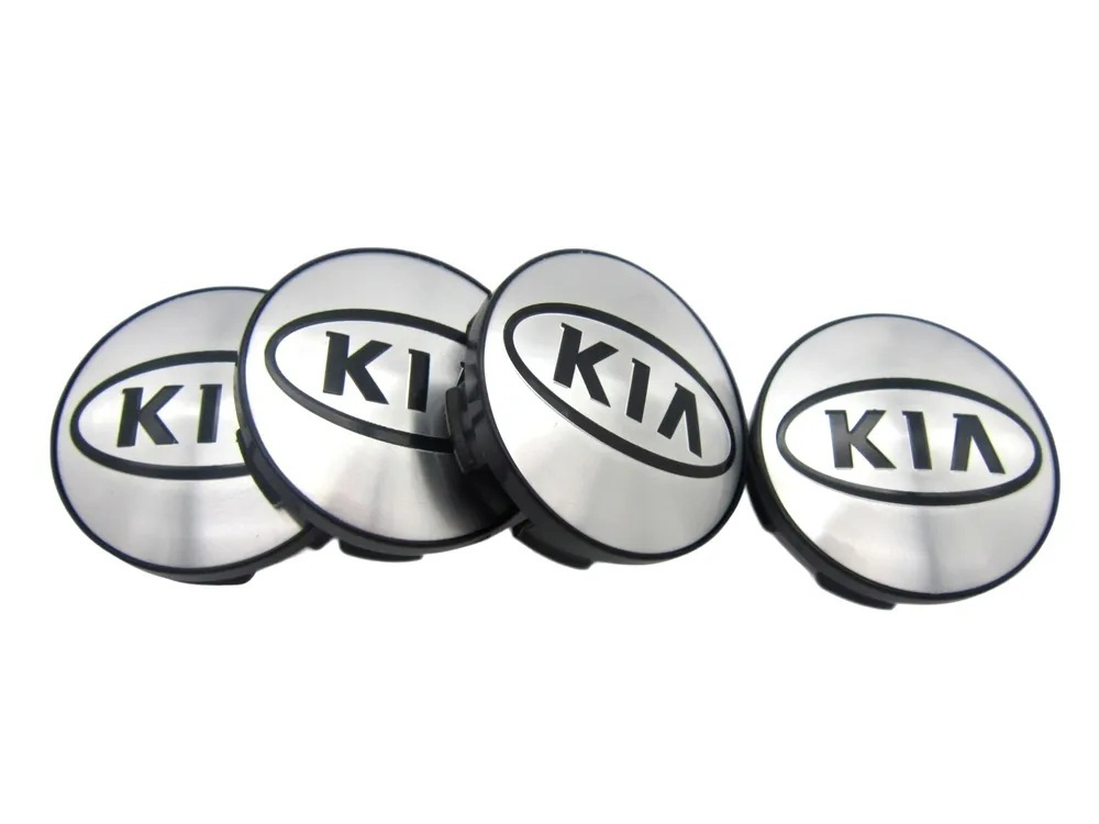 Колпачки заглушки на литые диски КиК Киа хром 62/55/10 мм, 2 колпачка  #1