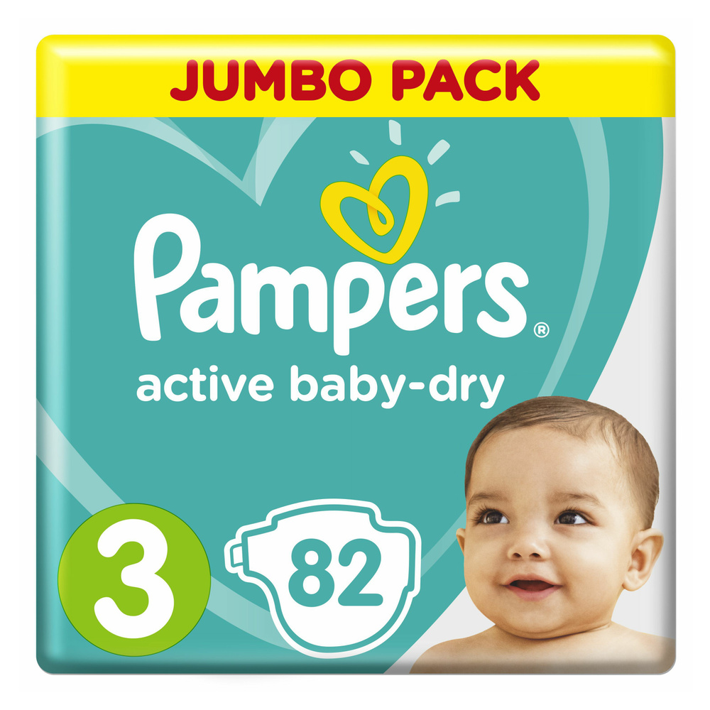 Подгузники Pampers Active Baby-Dry 3 (6-10 кг) 82 шт #1