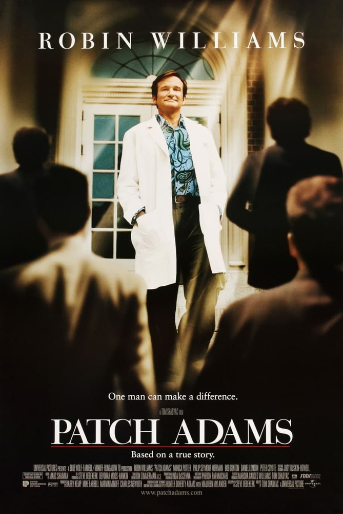 плакат, постер Целитель Адамс (Patch Adams, 1998г) на бумаге, размер 42х60см  #1