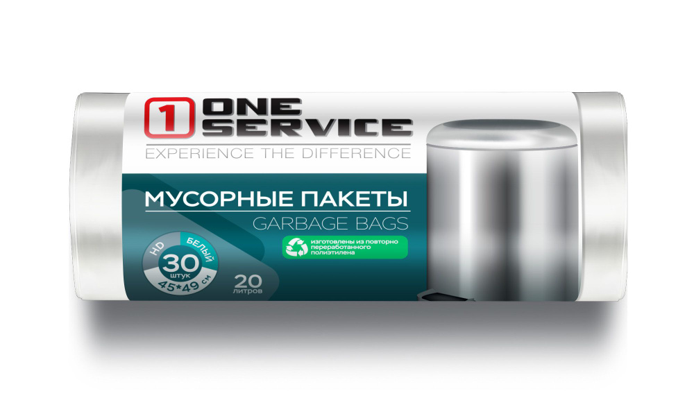 Мешки для мусора / пакеты для мусора ONE service 45*49 см 20л/30шт белые  #1