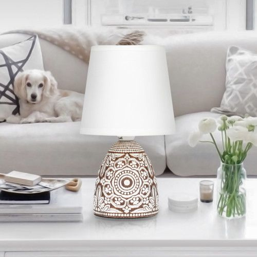 Настольная лампа Дебора керамика коричневая с абажуром  #1
