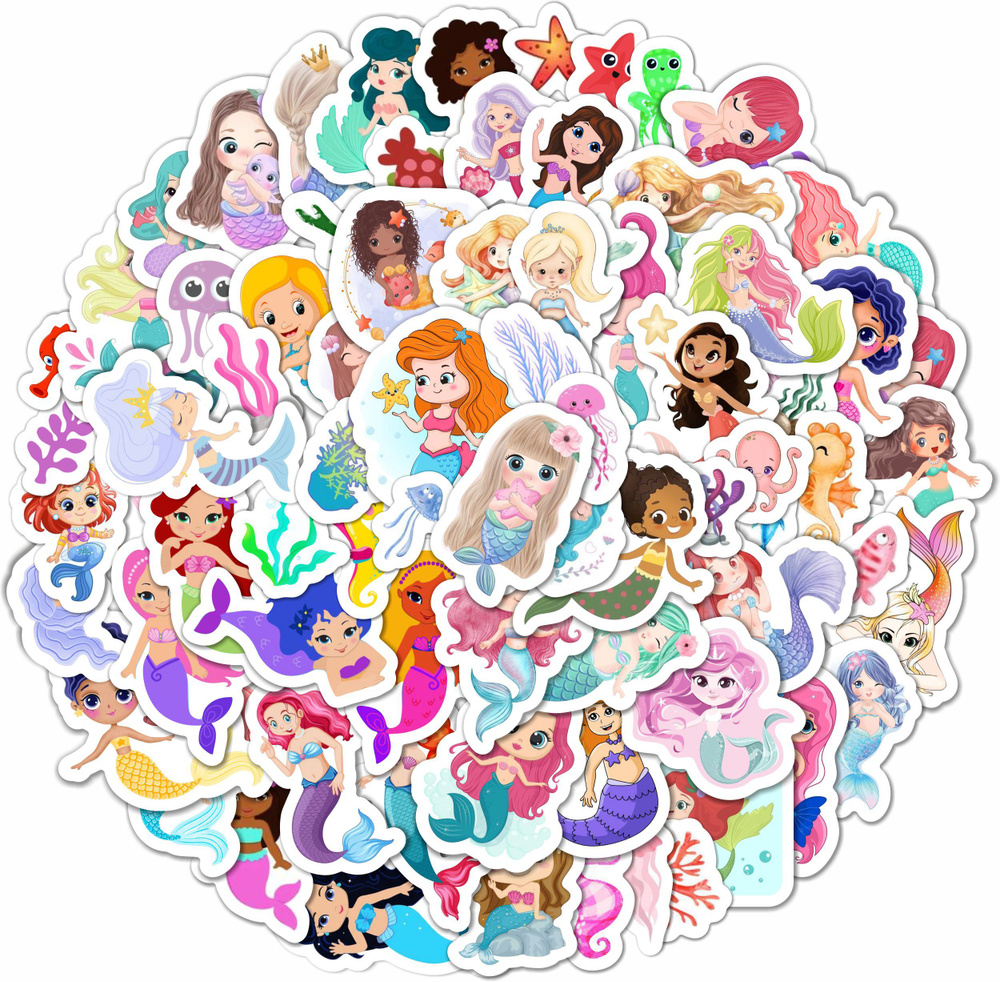 Набор наклеек "Mermaid stickers". Виниловые самоклеящиеся стикеры на телефон. Наклейки на велосипед, #1