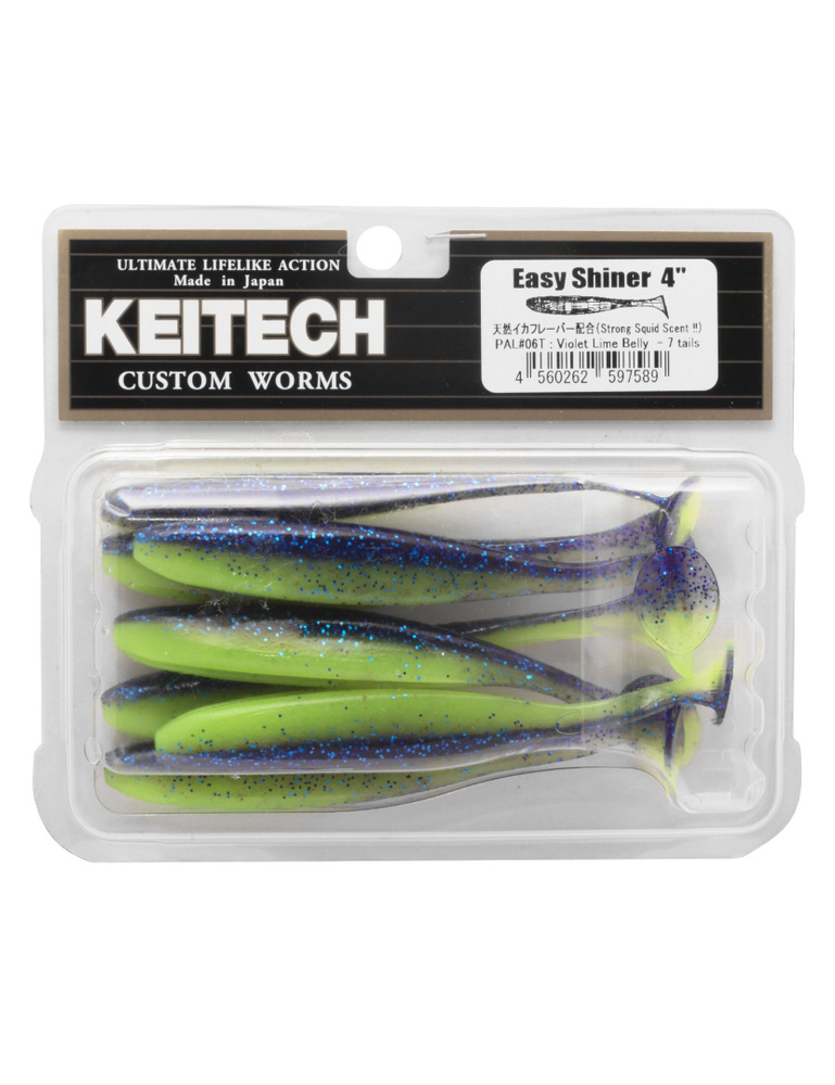 Приманка силиконовая Keitech Easy Shiner 4" PAL #06 Violet Lime Belly 8 шт в упаковке  #1