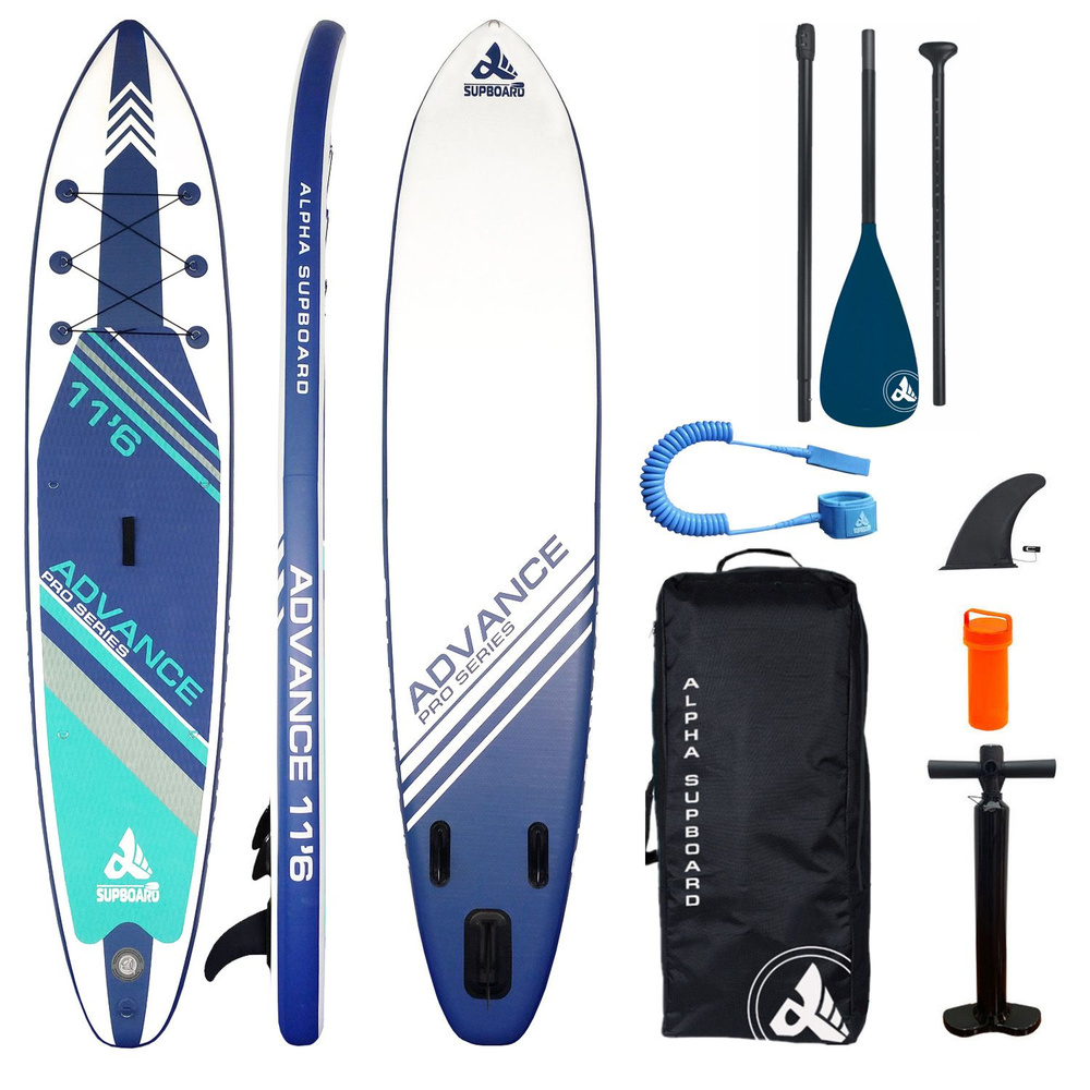 Двухслойная SUP-доска Сапборд Alpha Supboard ADVANCE PRO-11.6 (353 x 76 x 15 см) с насосом, веслом и #1