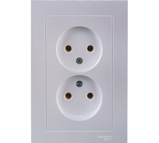 Розетка Schneider Electric 2-м ATLAS DESIGN без заземления, 16А, в сборе, жемчуг ATN000420 1240272  #1