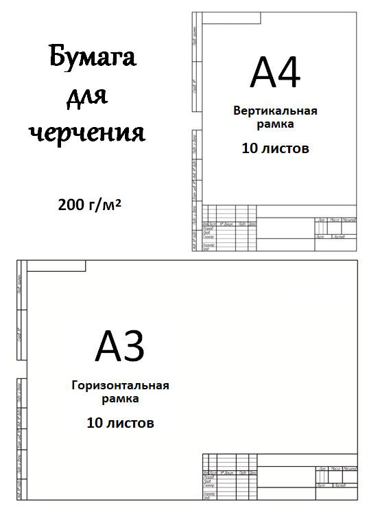 Бумага Для Черчения 20 Л.: Формат А3 С Горизонтальной Рамкой.