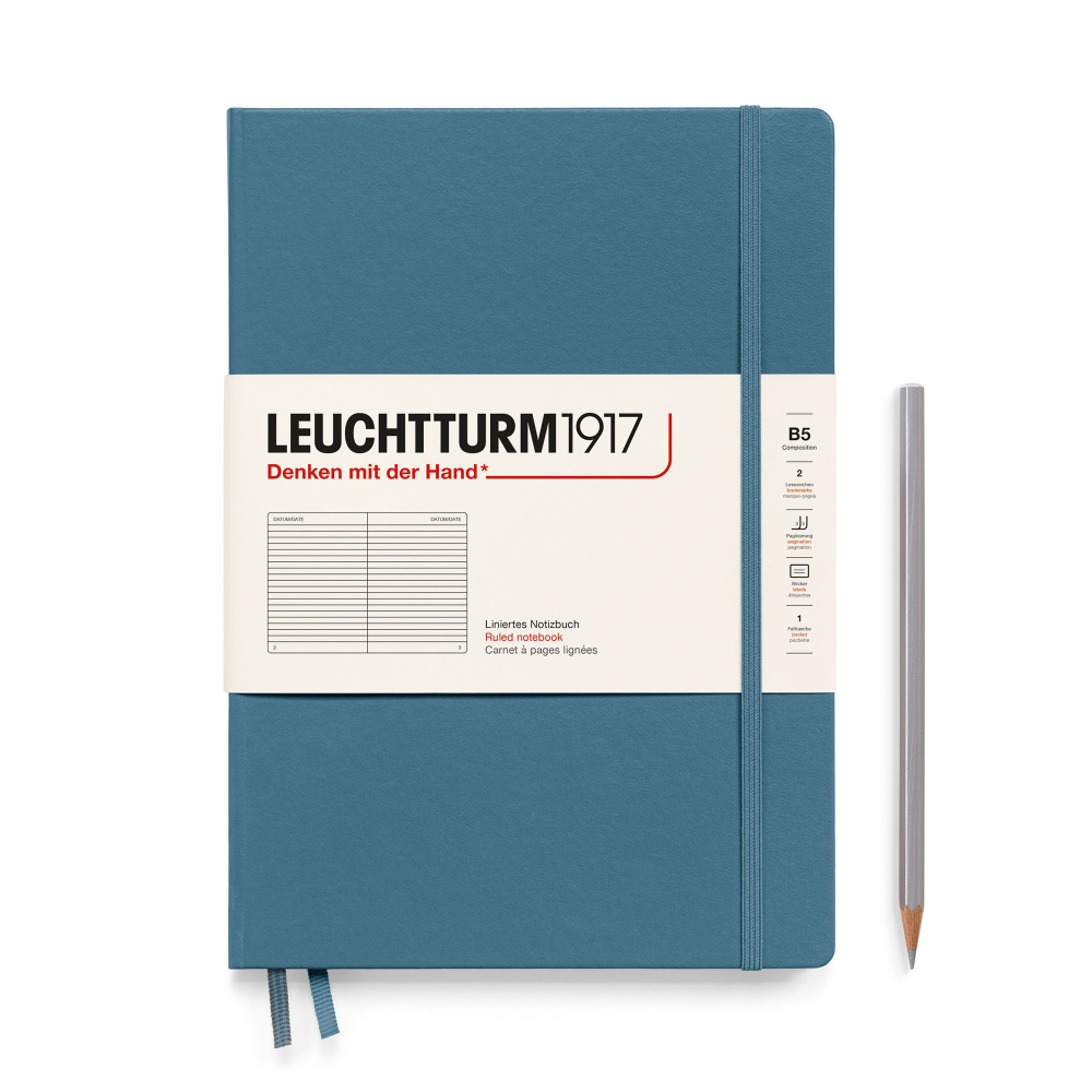 Блокнот Leuchtturm1917 Composition B5, в линейку, твердая обложка, синий камень  #1