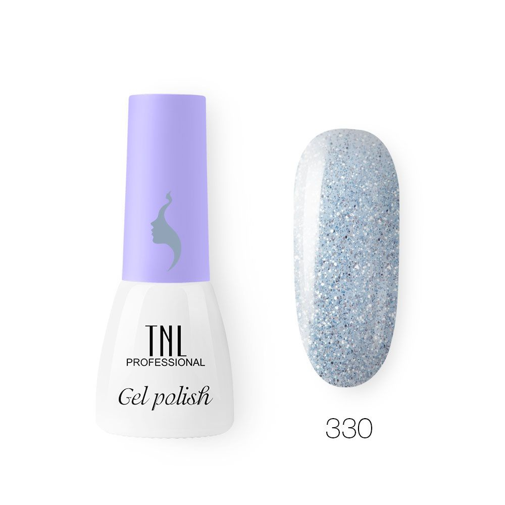 Гель лак для ногтей серый голубой с блестками TNL 8 Чувств Mini №330 (3,5 мл.)  #1