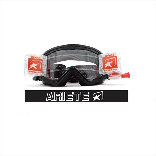 Кроссовые очки (маска) Ariete Mudmax черные с прозрачной линзаой и катушками для очистки  #1