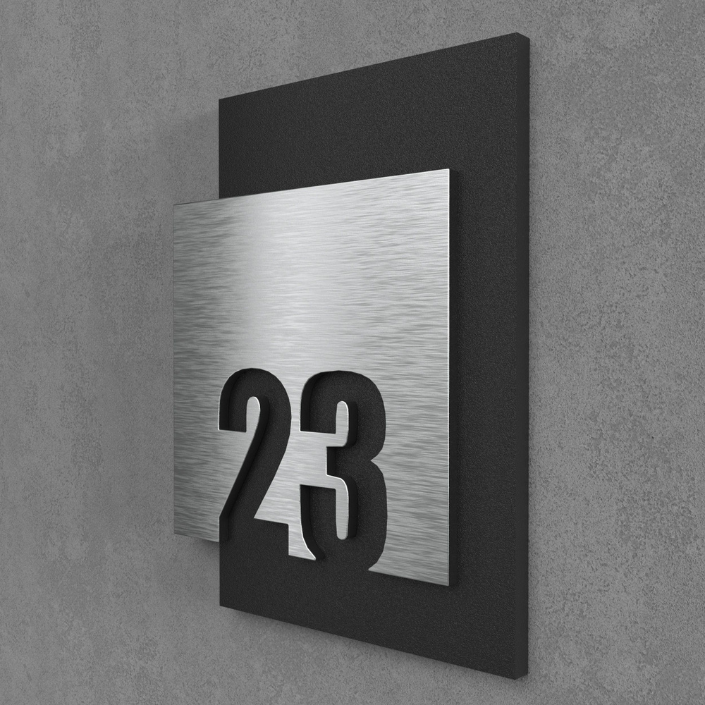 Цифры на дверь квартиры, табличка самоклеящаяся номер 23, 15х12см, царапанное серебро  #1